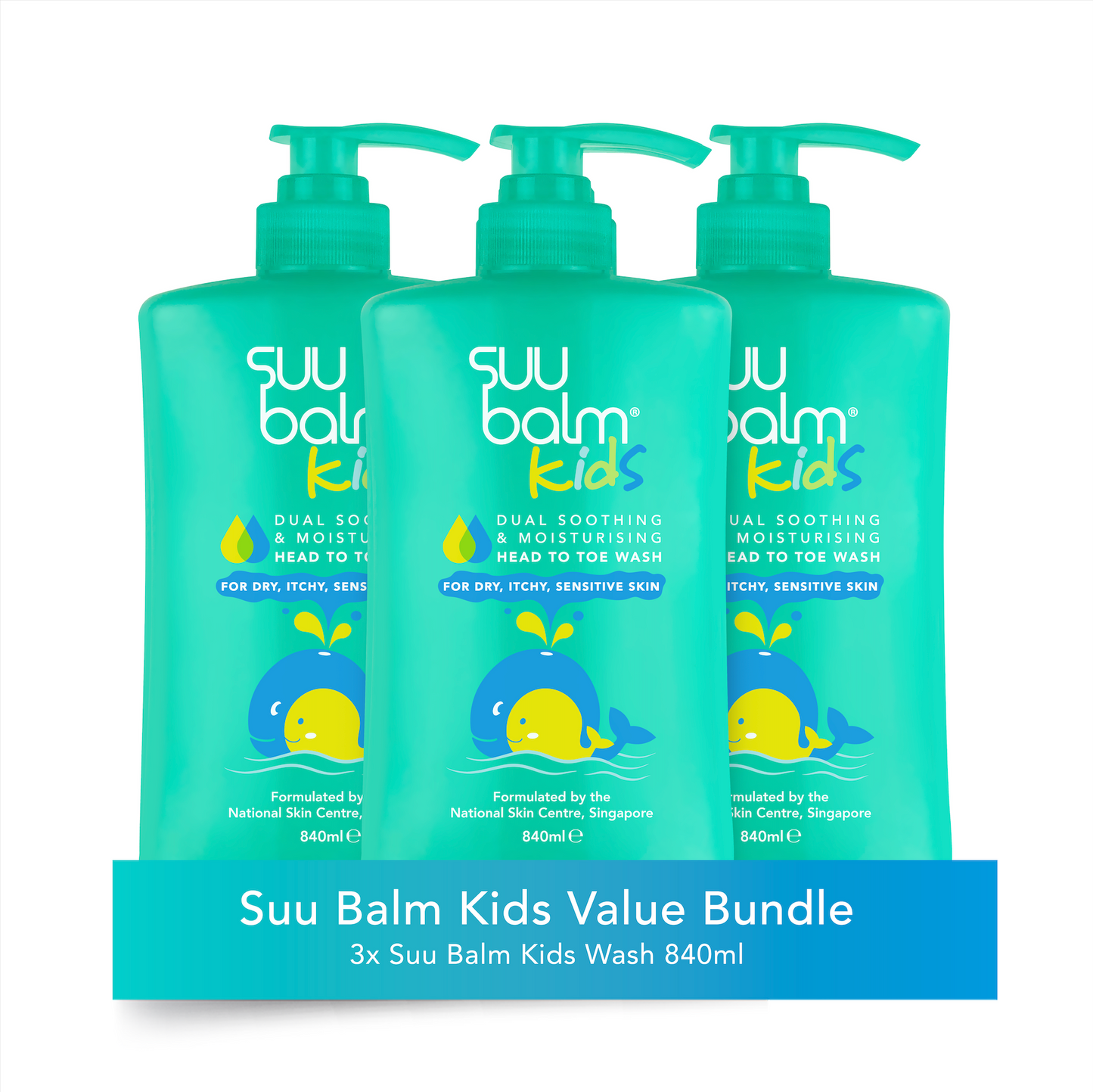[Save 33%] Suu Balm® Kids Dual Soothing and Moisturising Head-to-Toe Wash Value Bundle (3 x 840ml) - Product Image
